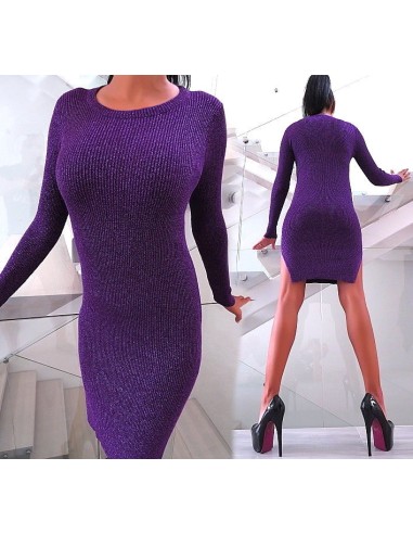 Manosque Original Designer Bodycon Stretch Dress Purple