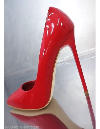 1969 Original Made in Italy All Patent (Lack) Leather High Heels Pigalle Style Stiletto Pumps Red