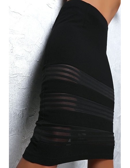 Last Girl Original See Through Stretch Pencil Skirt Black