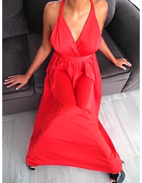 HDL Fashion Original Made in Italy Long Evening Dress Red