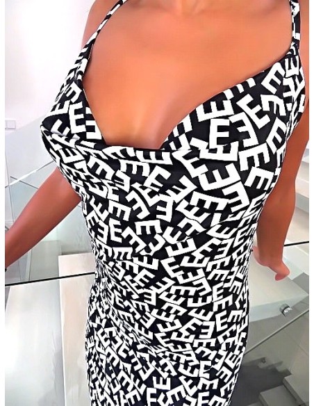 Made in Italy Original Stretch Dress Black White