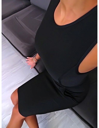 Manosque Original Designer Bodycon Stretch Iconic Dress Black