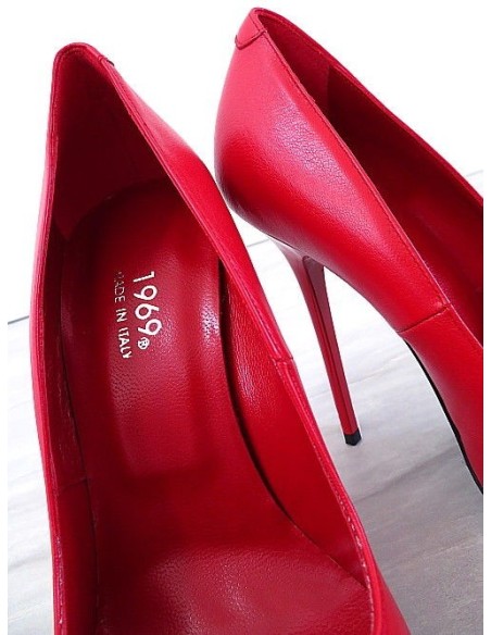 1969 Original Made in Italy All Leather High Heels Anouk Style Stiletto Pumps Red