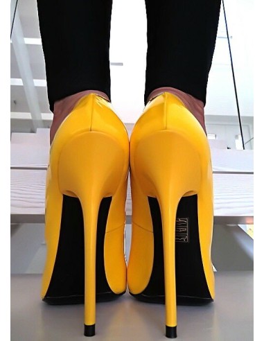 1969 Original Made in Italy All Leather High Heels Anouk Style Stiletto Pumps Yellow