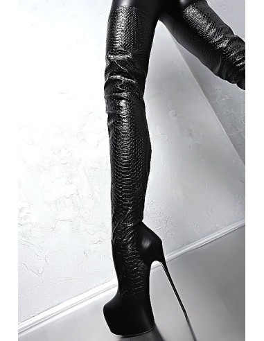 1969 Original Made in Italy High Heels Iconic AST Style Stiletto Overknee OTK Stretch Platform Boots Black