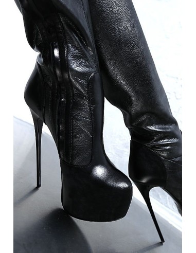 1969 Original Made in Italy Stiletto High Heels AST Style Platform Stretch Boots Black