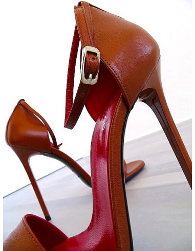 1969 Original Made in Italy All Leather High Heels Pigalle Style Stiletto Sandals Brown