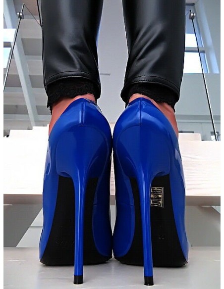 1969 Original Made in Italy All Leather High Heels Anouk Style Stiletto Pumps Blue