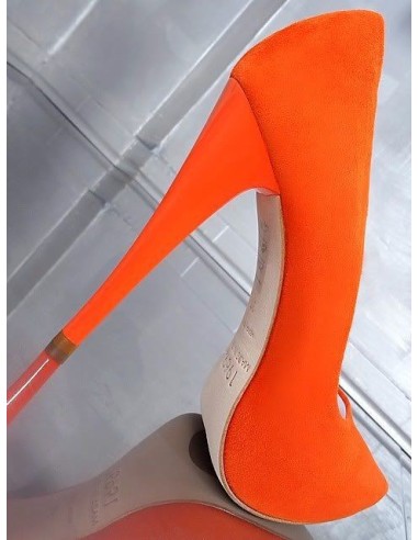 1969 Original Made in Italy High Heels 05 Style Leather Platform Pumps Orange