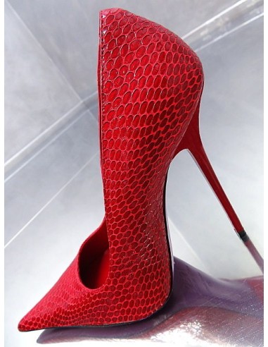 1969 Original Made in Italy High Heels Iconic Pointy Pumps Snake Red