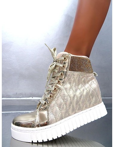 GOGO Original Iconic High Top Sneakers Boots Crystals Gold