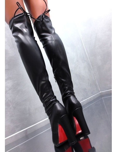 Diamantique Original High Heels Overknee OTK Stretch Boots Black