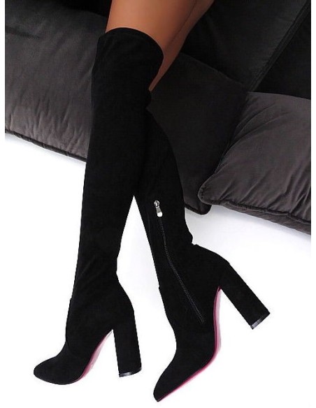 Diamantique Original High Heels Overknee OTK Stretch Boots Black