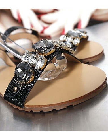 Top Shoes Original Designer Sandals Crystals Black