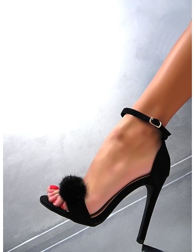 Fiori & Spine Original High Heels Fur Sandals Black