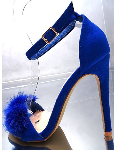 Fiori & Spine Original High Heels Fur Sandals Blue