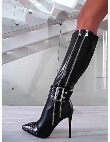 Dame Rose Original High Heels Belt Boots Black