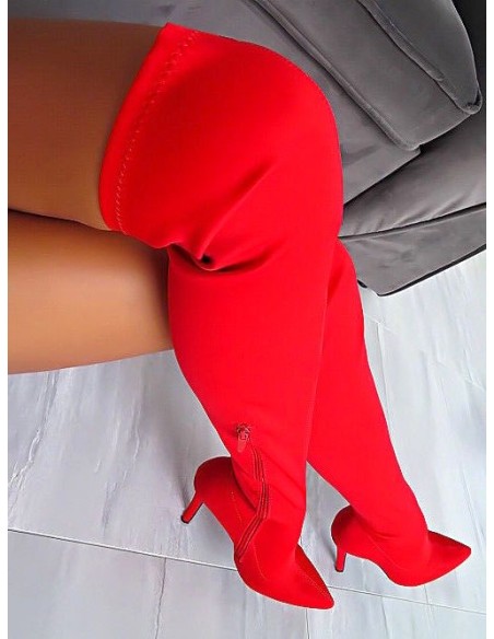 Tulipano Original High Heels OTK Overknee Stretch Boots Red