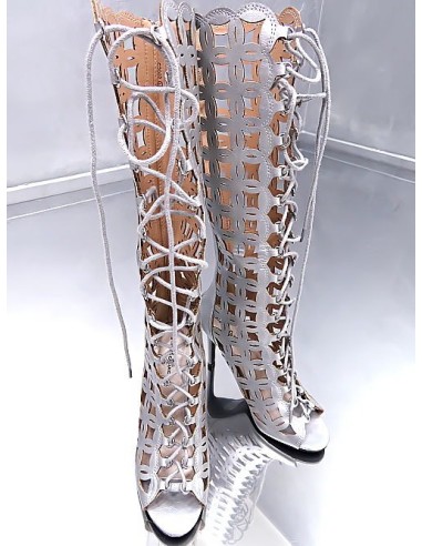 Fiori & Spine Original High Heels Corset Boots Silver